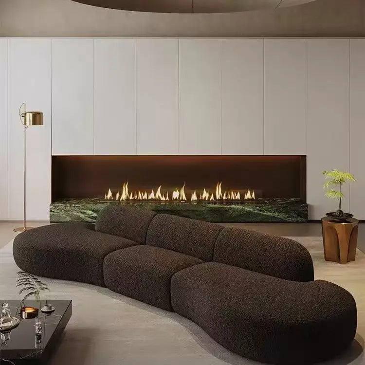 北歐弧形布藝沙發 現代簡約小戶型客廳 設計師美容院接待 羊羔絨沙發