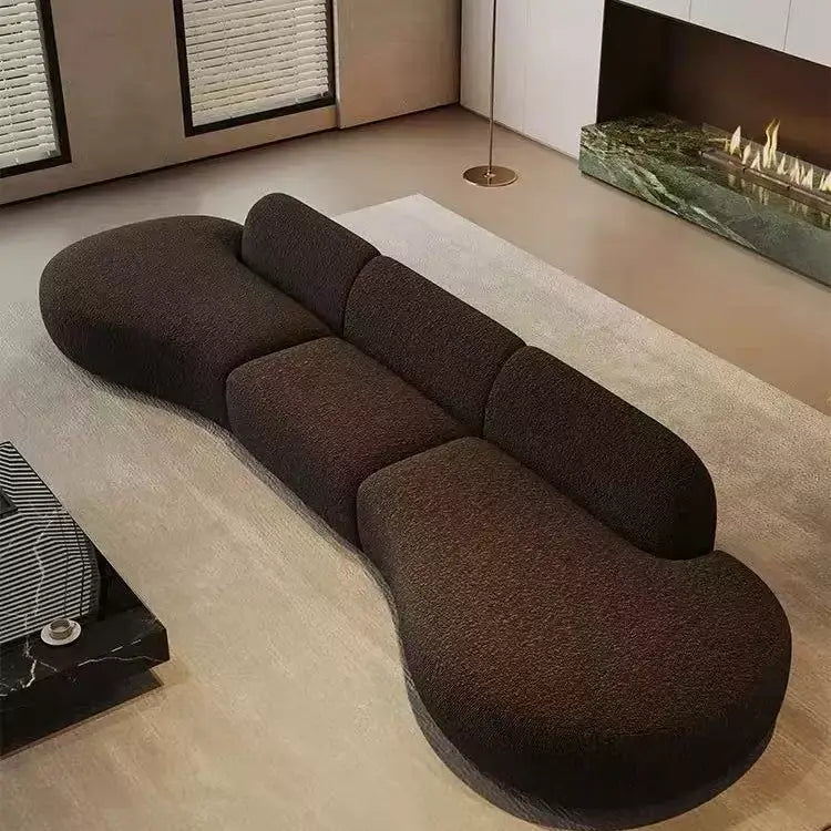 北歐弧形布藝沙發 現代簡約小戶型客廳 設計師美容院接待 羊羔絨沙發