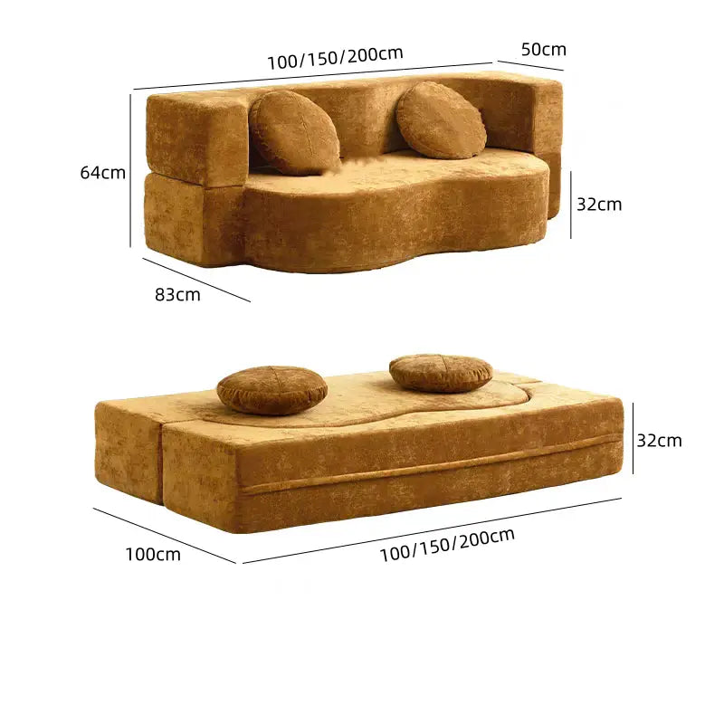 Vintage Fabric Sofa Bed | Foldable Dual - Use | Washable 2 - 3 Seater | Free Delivery Australia - Wide | 3 - Year Warranty - 路卡萨家具工厂
