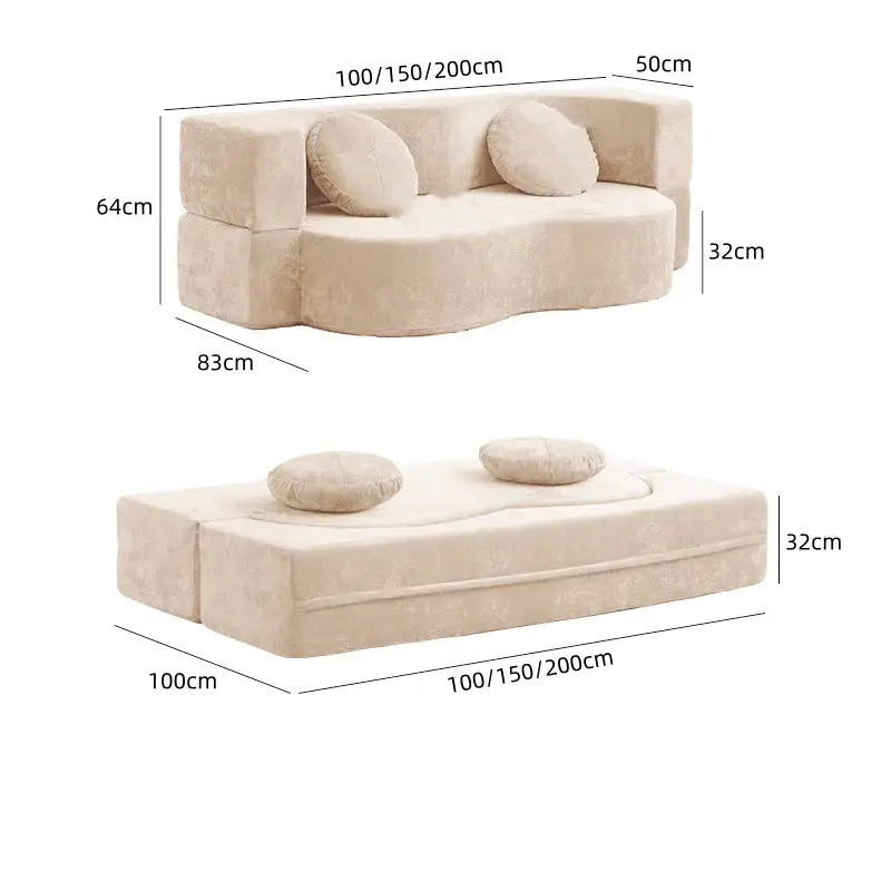 Vintage Fabric Sofa Bed | Foldable Dual - Use | Washable 2 - 3 Seater | Free Delivery Australia - Wide | 3 - Year Warranty - 路卡萨家具工厂